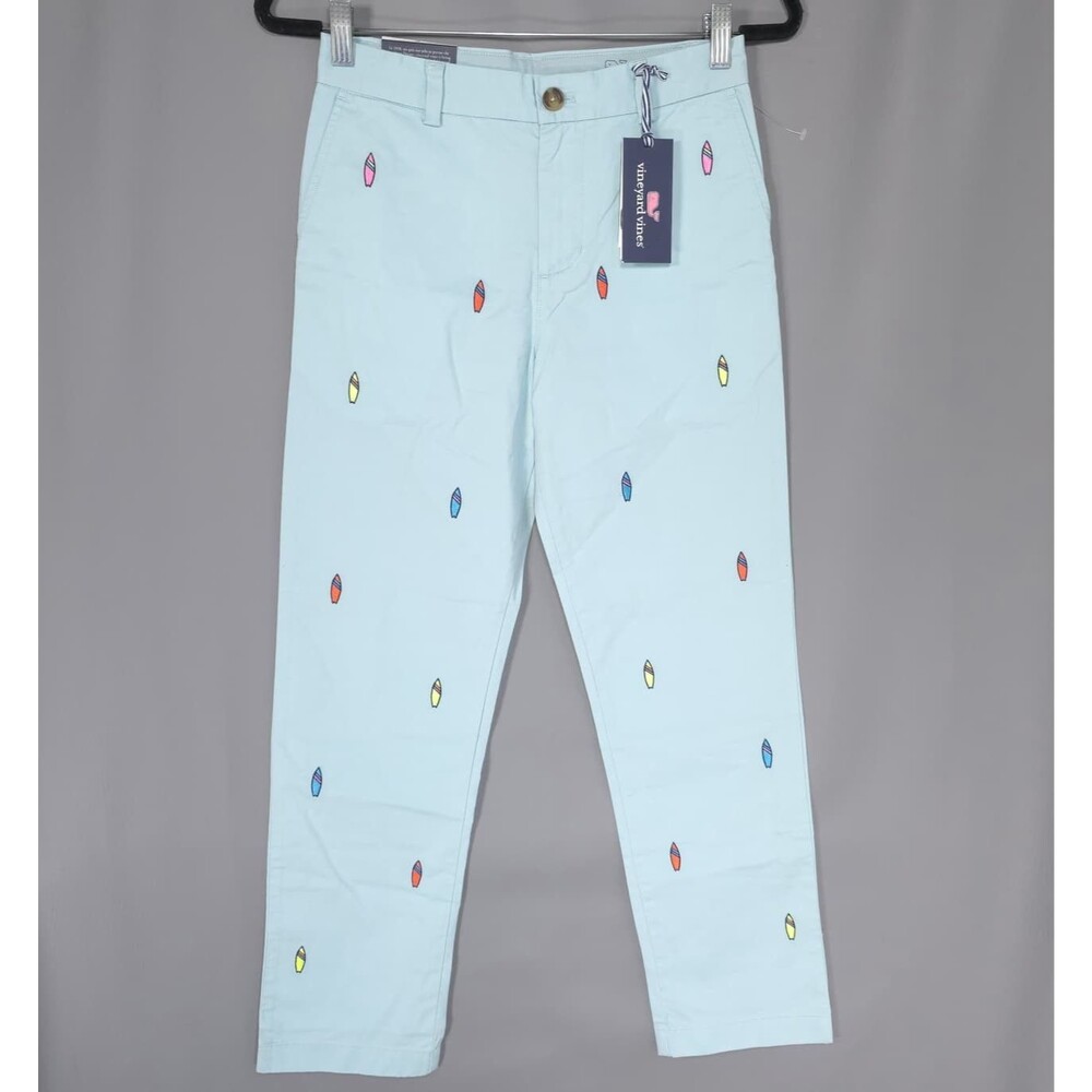 VINEYARD VINES Kids Boys New Pants Aqua Sky 14 Surf Embroidered Breaker Unisex